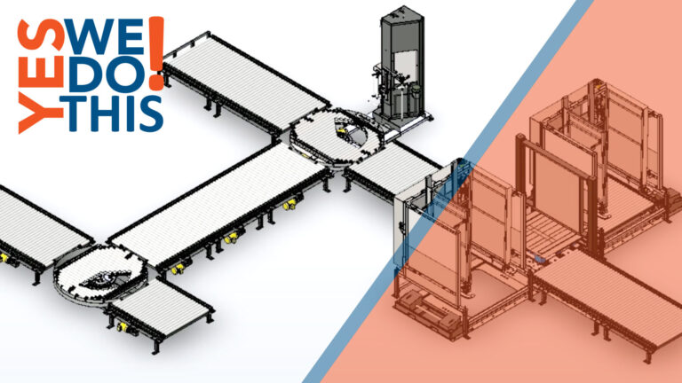 Wulftec “Yes, We Do This!” – WCA-SMART™ automatic turntable stretch wrapping system combined with a system to allow the changing of pallets under wrapped loads